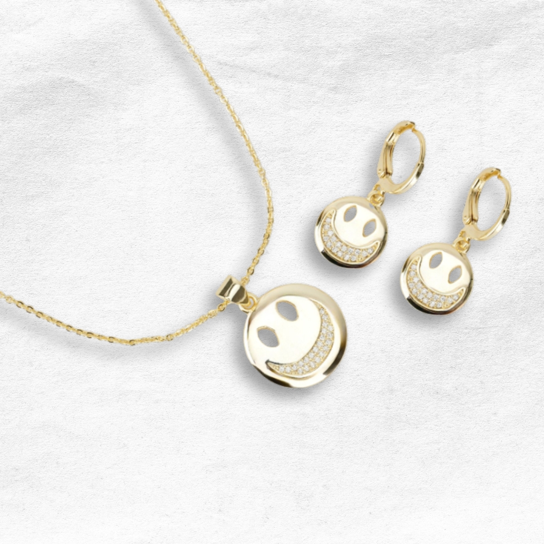 Juego Cadena con Dije y Aretes de Carita