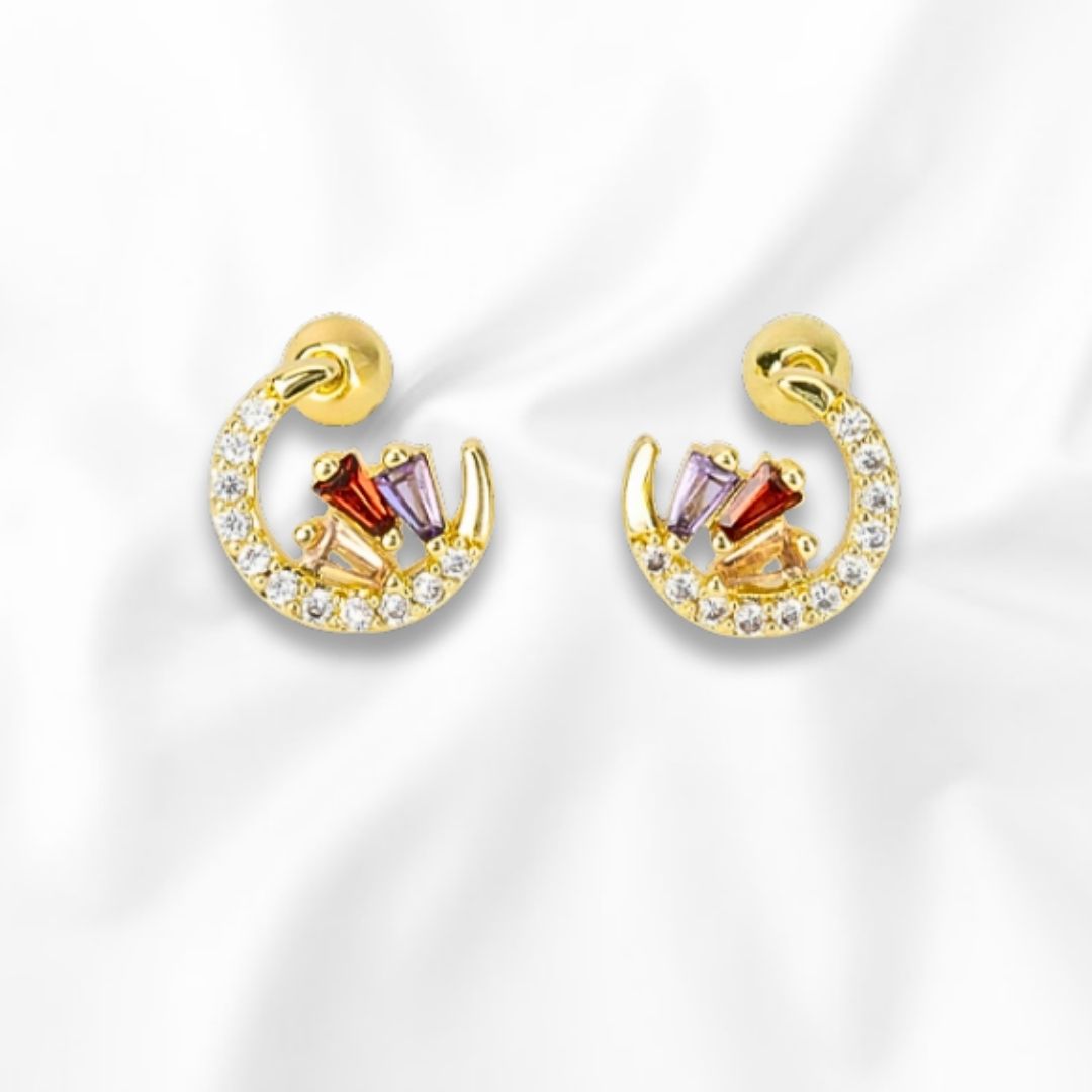 Arete Broquel Diseño Luna Creciente