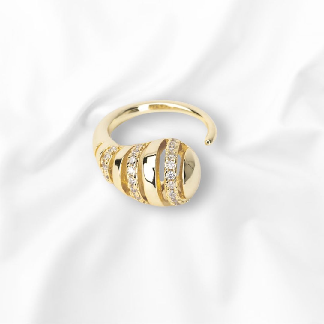 Anillo Chunky Espiral con circonias