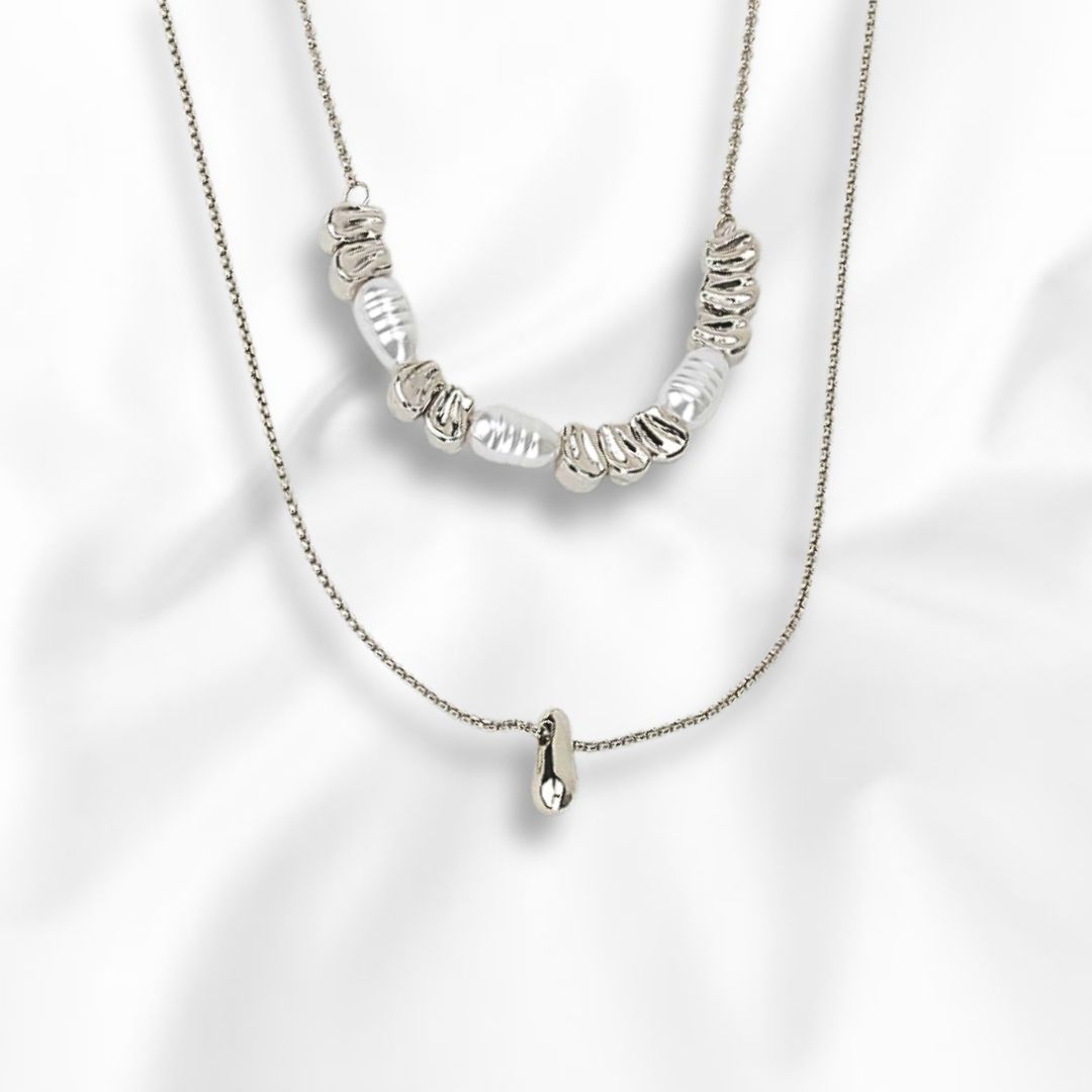 Collar Oro Laminado Color Blanco Medida 45cm + Cadenita