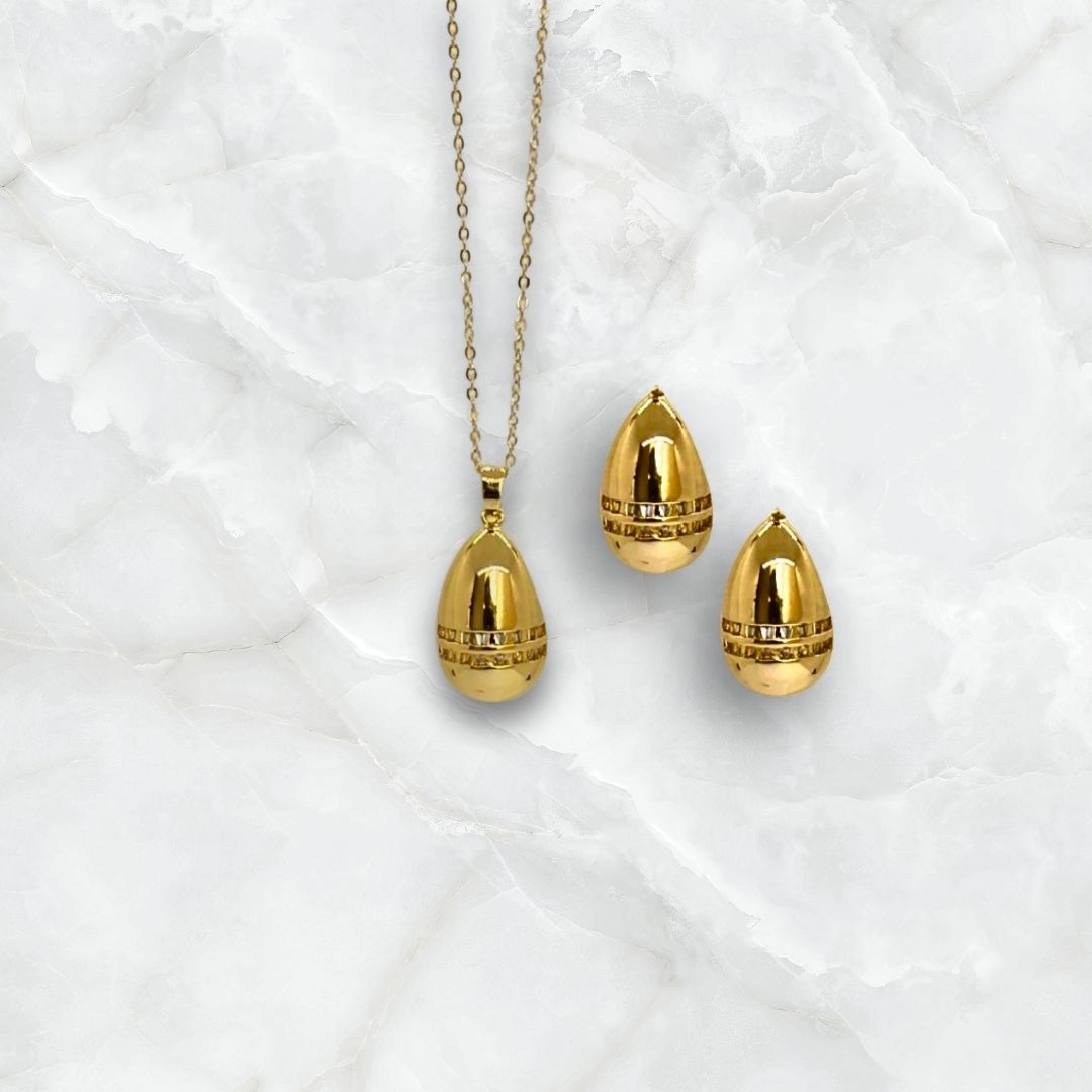 Juego de Aretes y dije con Diseño de Gota de 45 cm